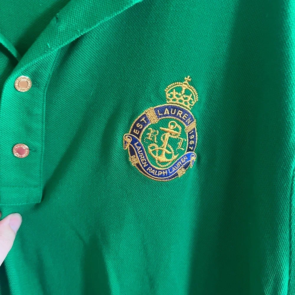 Polo Ralph Lauren Polo Shirt Mens 2XL Green Classic Fit Uni Crest Big Logo Prep‎